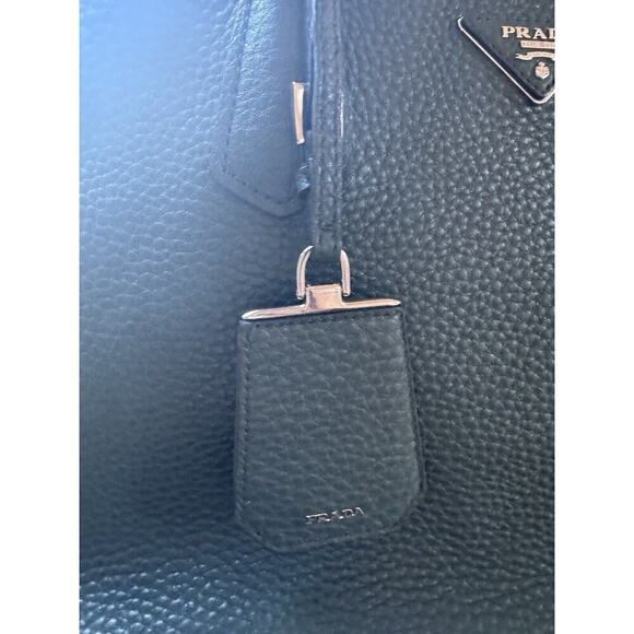PRADA AUTHENTIC LEATHER VITELLO DAINO TOTE PURSE Dark Green DOUBLE HANDLE - Picture 5 of 16